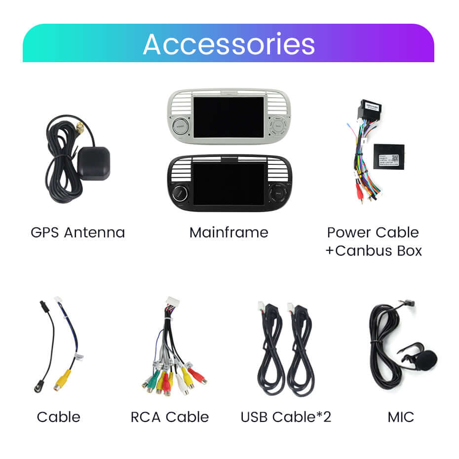 Fiat 500 07-15 - 7" Radio m. Apple CarPlay og Android Auto – Bilmedie.dk