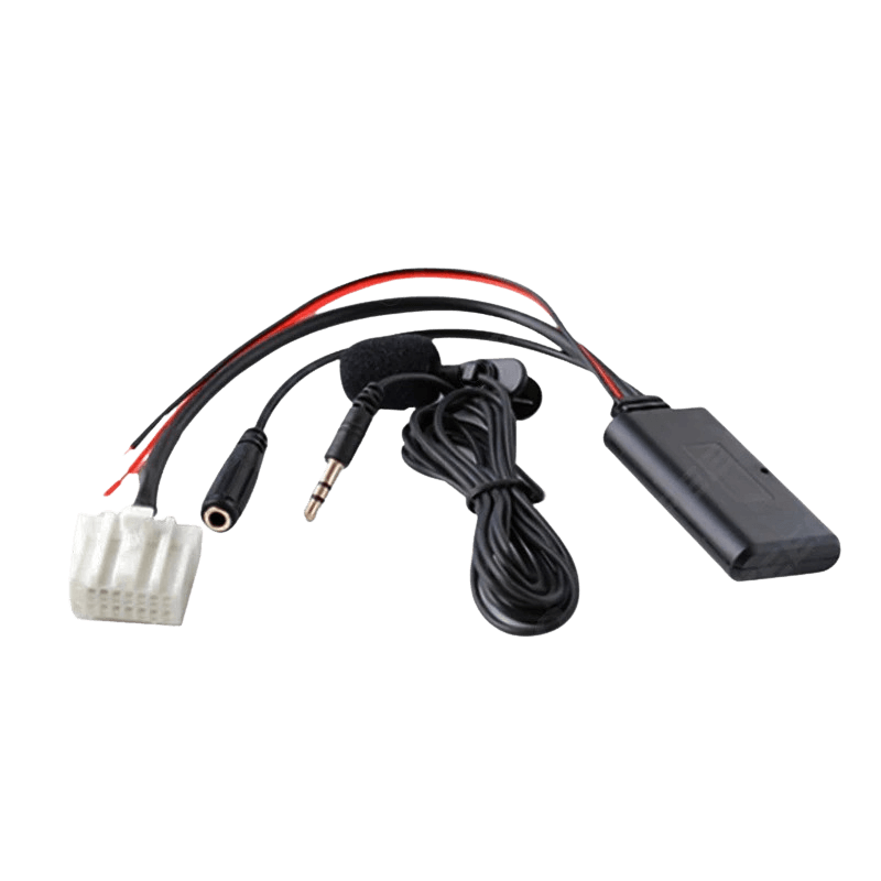Bluetooth Adapter – Mazda 2, 3, 5, 6, MX-5 og RX-8 installation kit with wires and connectors.